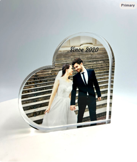 Acrylic Photo Heart - Valentine's Gift for Him/Her - Wedding Gift - Engagement Gift - Anniversary Gift - Crystal Photo - Free Customization