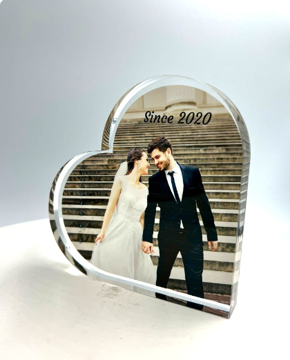 Acrylic Photo Heart - Valentine's Gift for Him/Her - Wedding Gift - Engagement Gift - Anniversary Gift - Crystal Photo - Free Customization