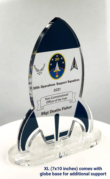 Rocket Trophy / Science Trophy / STEM Award / Tech Gift - Acrylic with Color Prints - Free Customization