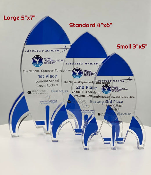 Rocket Trophy / Science Trophy / STEM Award / Tech Gift - Acrylic with Color Prints - Free Customization - crafty90