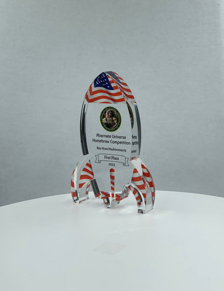 Rocket Trophy / USA Flag Themed Trophy / STEM Award / NASA Space Trophy / Pattern Prints - Acrylic with Color Prints - Free Customization - crafty90