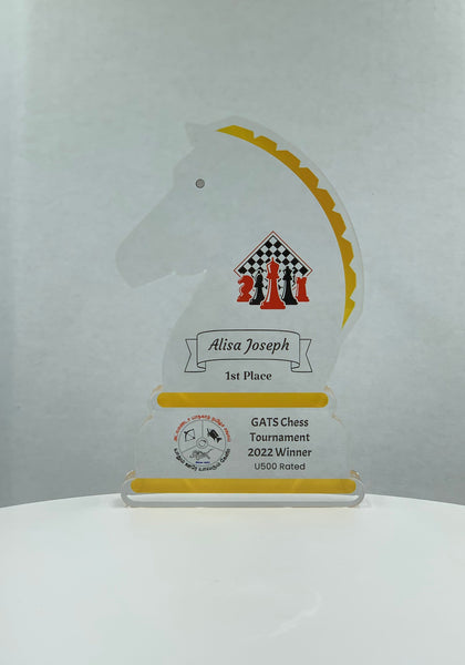 Knight Award, Chess Trophy, Equestrian Award, Stallion Trophy, Tournament Trophy, Tech Gift - Acrylic with Color Prints - Free Customization