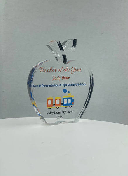 Apple Trophy / Teacher Award / Student Award / Education Trophy / Graduation Gift - Acrylic with Color Prints - Free Customization