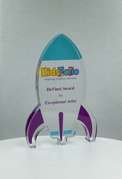 Rocket Trophy / Science Trophy / STEM Award / Tech Gift - Acrylic with Color Prints - Free Customization