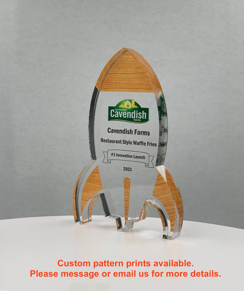 Rocket Trophy / Science Trophy / STEM Award / Tech Gift - Acrylic with Color Prints - Free Customization - crafty90