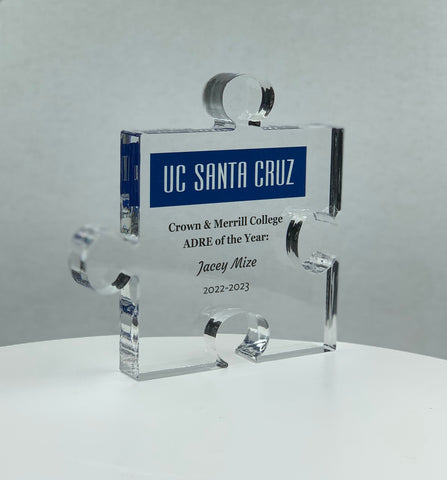 Puzzle Trophy, Stackable Award, Education Trophy, Math Gift, Graduation, Patent Award - Acrylic with Color Prints - Free Customization