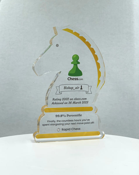 Knight Award, Chess Trophy, Equestrian Award, Stallion Trophy, Tournament Trophy, Tech Gift - Acrylic with Color Prints - Free Customization